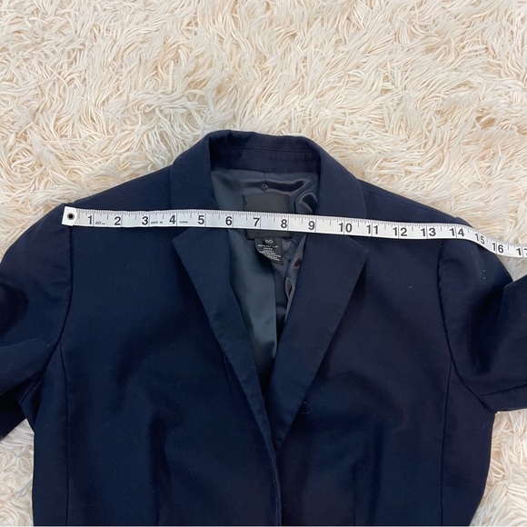 J Crew cotton blazer navy blue fitted long sleeve size 00 carrier academia - Picture 6 of 8